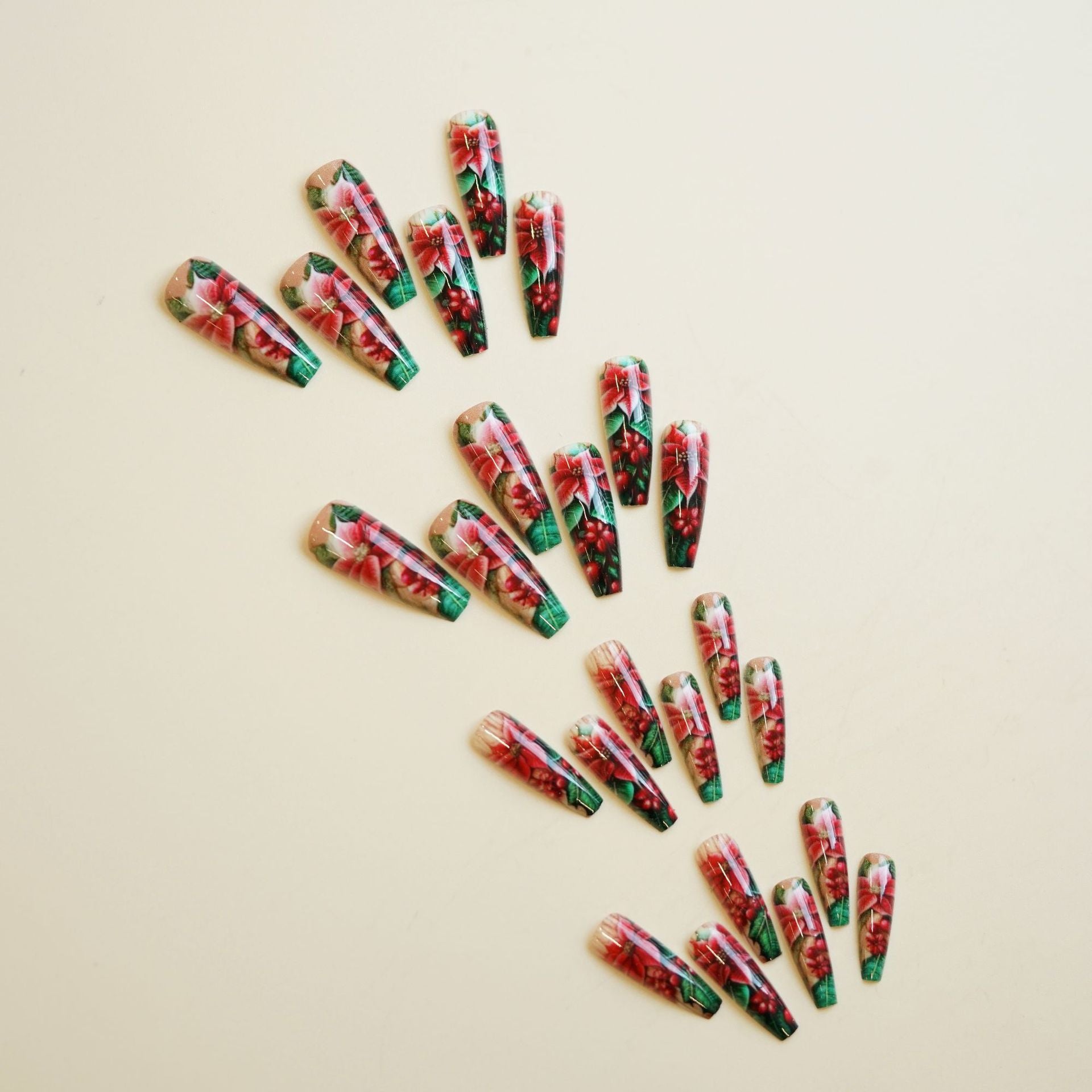 Wholesale 24 Pieces/ box Christmas Green Red Nails Kits Nail Stickers