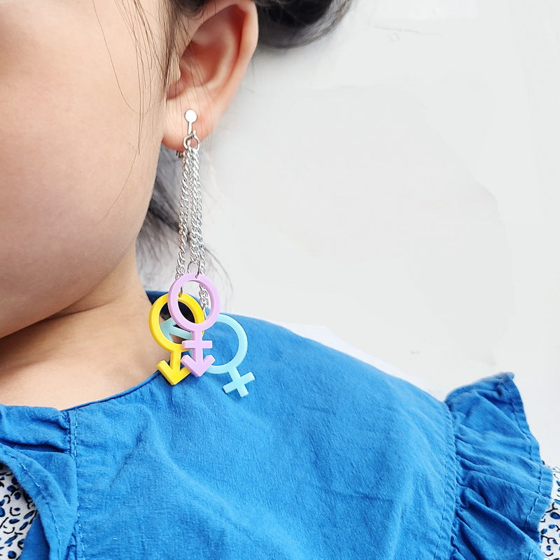 Wholesale Star with acrylic color cross peace men and women symbol chain earrings