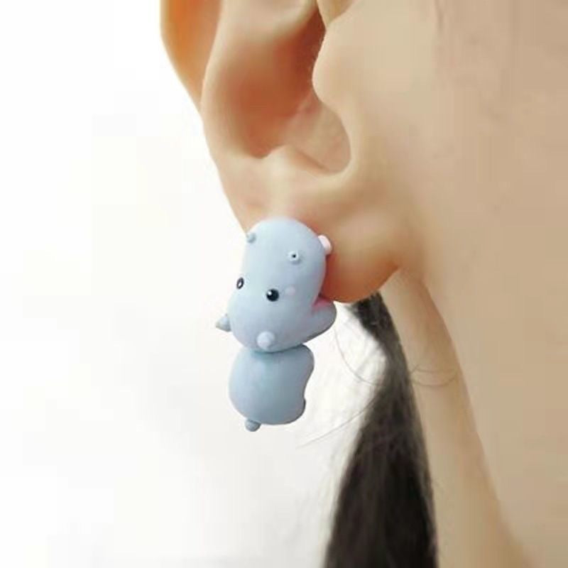 Wholesale Cute Cartoon Dinosaur Shark Painted Ear Studs Earrings