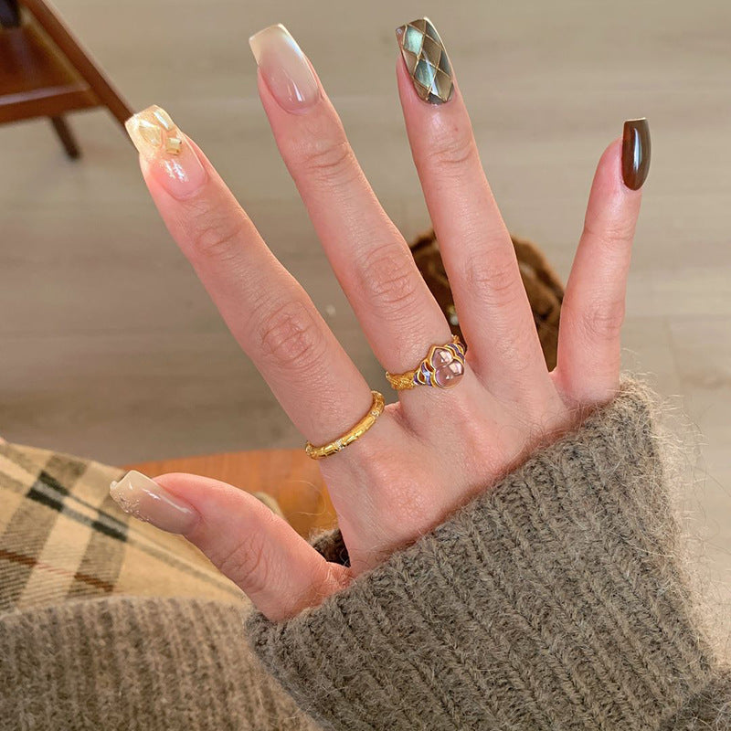 Wholesale Chinese Fine Enamel Ice Penetrating Small Gourd Ring for Women