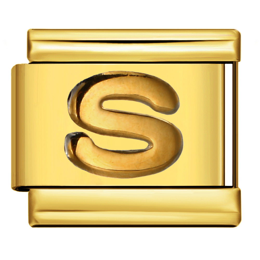 Wholesale Italian Charm Bracelet 9mm DIY Splicing Removable Raised Letters Stainless Steel Composable Bracelet