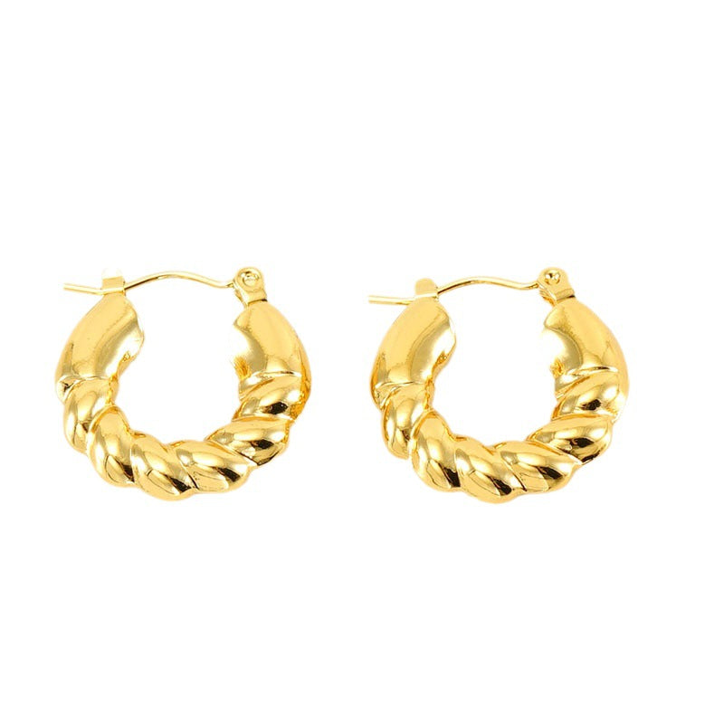 Wholesale  gold-plated titanium steel  spiral geometric earrings