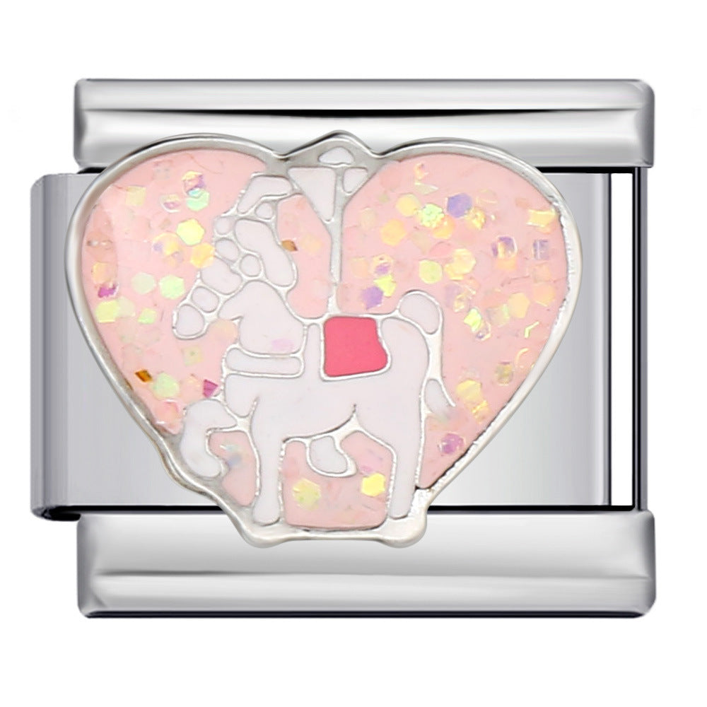 Wholesale Italian Charm Bracelet 9mm DIY Splicing Removable Colored Heart Stainless Steel Composable Bracelet