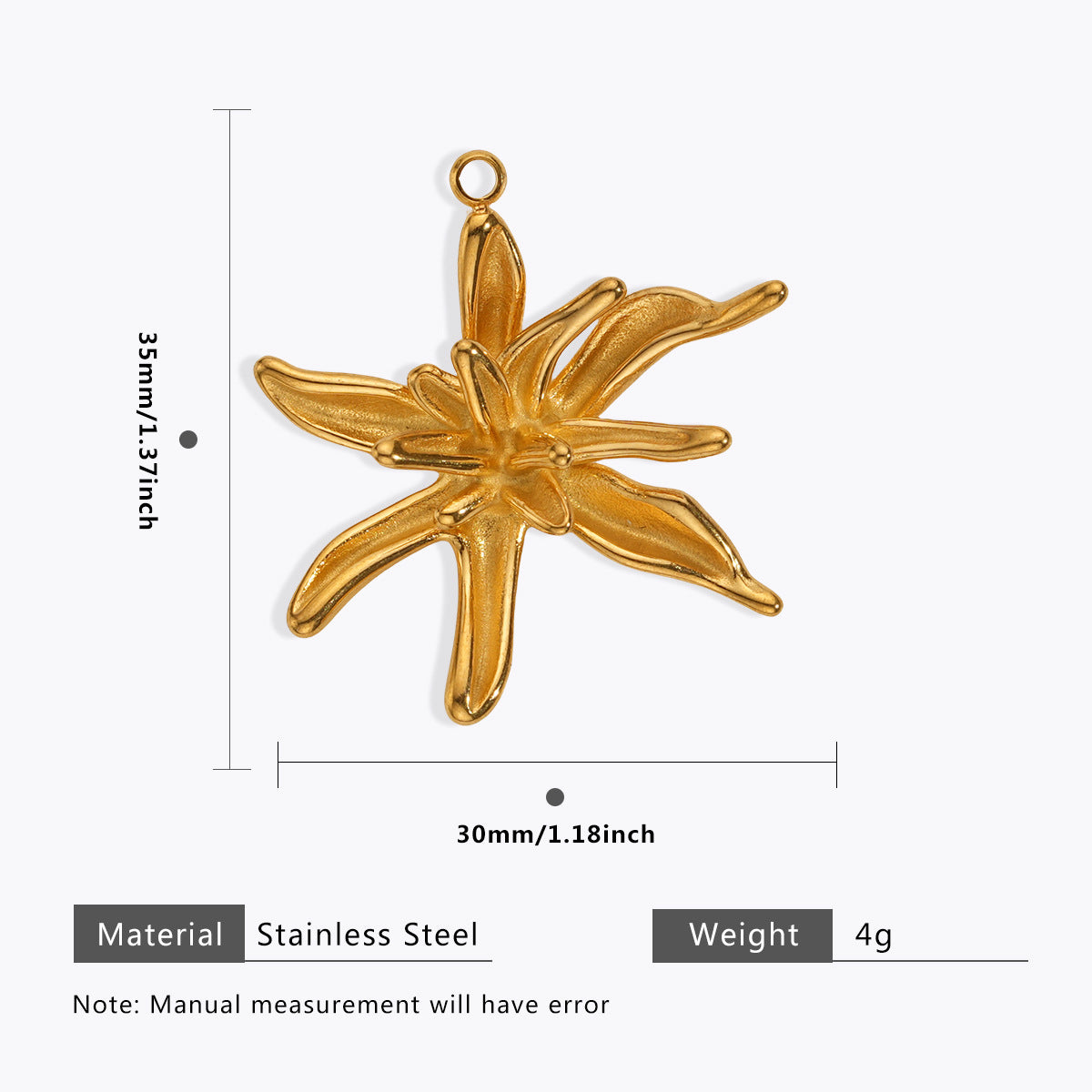 Wholesale 5pcs Stainless steel 18K vacuum plating color  flower pendant