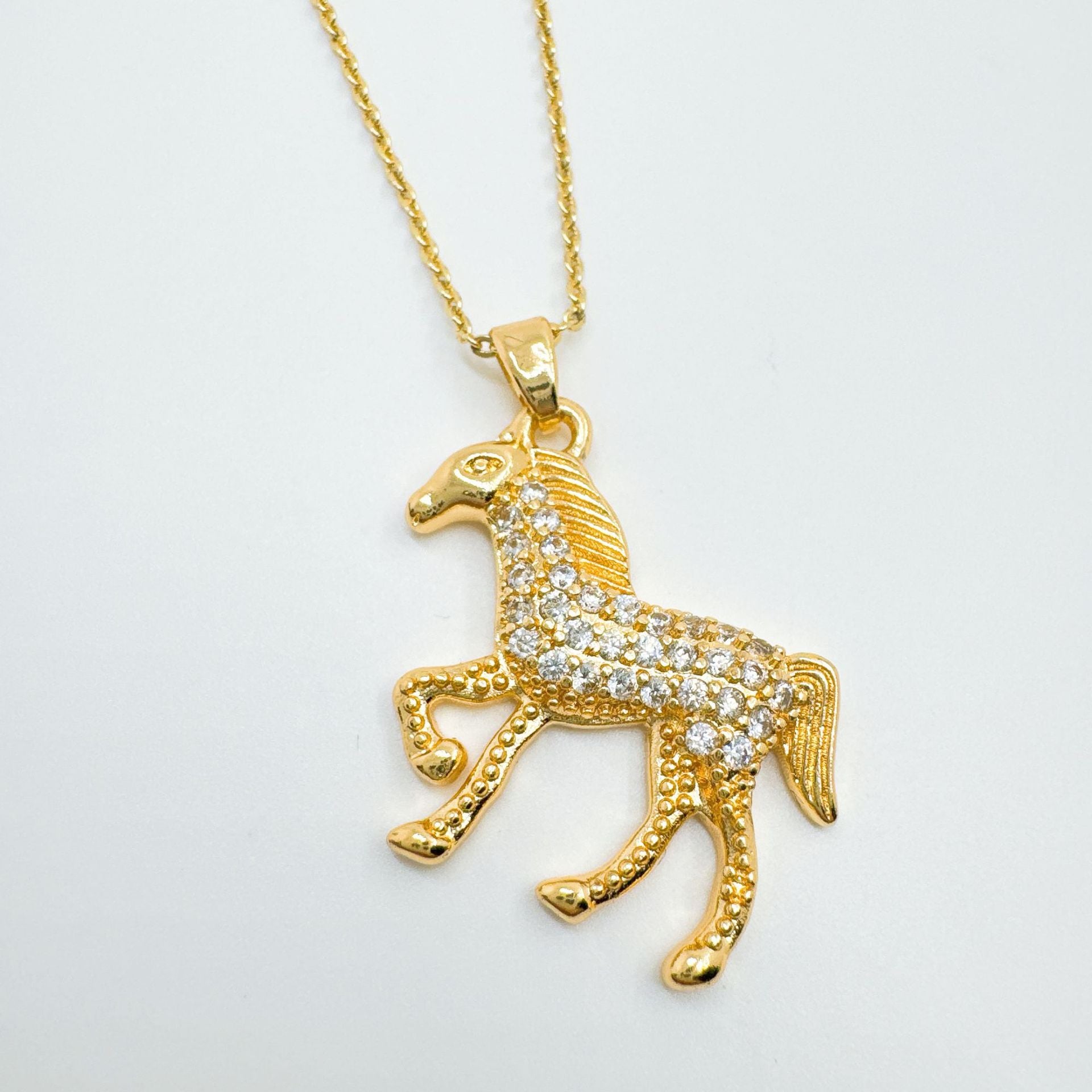 Wholesale Zodiac Horse Pendant Necklace Gold Plated Copper Light Luxury Jewelry Accessory Boutique Resale Gift
