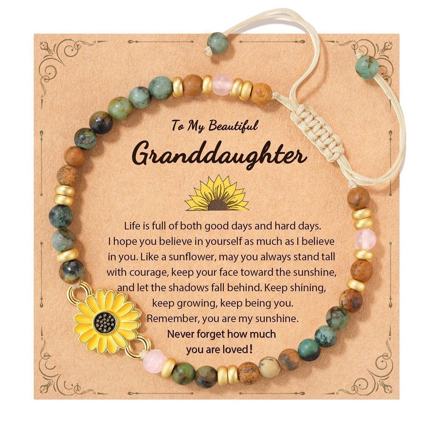 Wholesale Natural stone 4mm bead sunflower bracelet