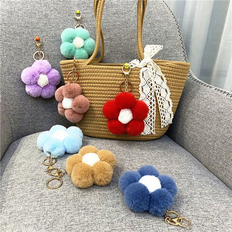 Wholesale Cute Flower Plush Keychain Red Plush Bag Charm For Bags And Car Keys Everyday Use Gift Boutique Resale