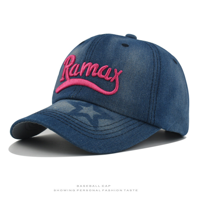 Wholesale  Denim Washed Baseball Cap Three-dimensional Embroidered Letter Embroidered Hat