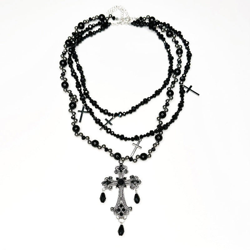 Wholesale Titanium Steel Necklace Gothic Punk Multilayer Choker Stacked Wear Retro Black Necklace