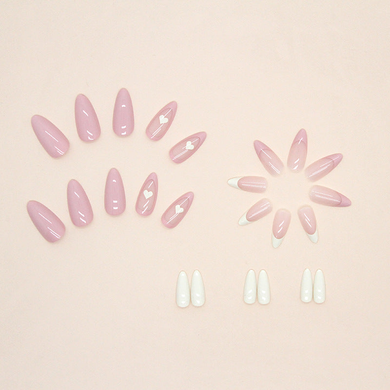 Wholesale 24 Pieces/box Valentine's Day Cute Solid Color Love Nails Kits Nail Stickers ACC-NS-QiHeng009