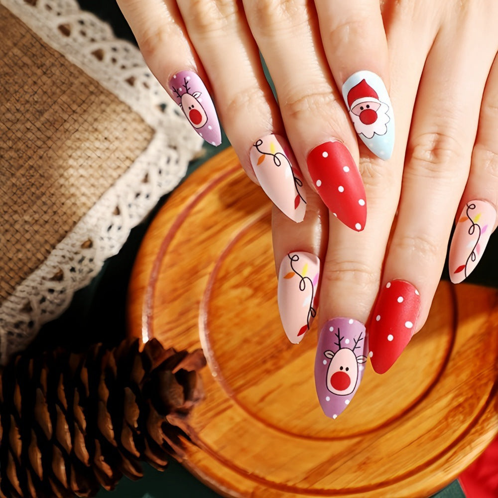 Wholesale 24 Pieces/ box Christmas Short Water Drop  Nails