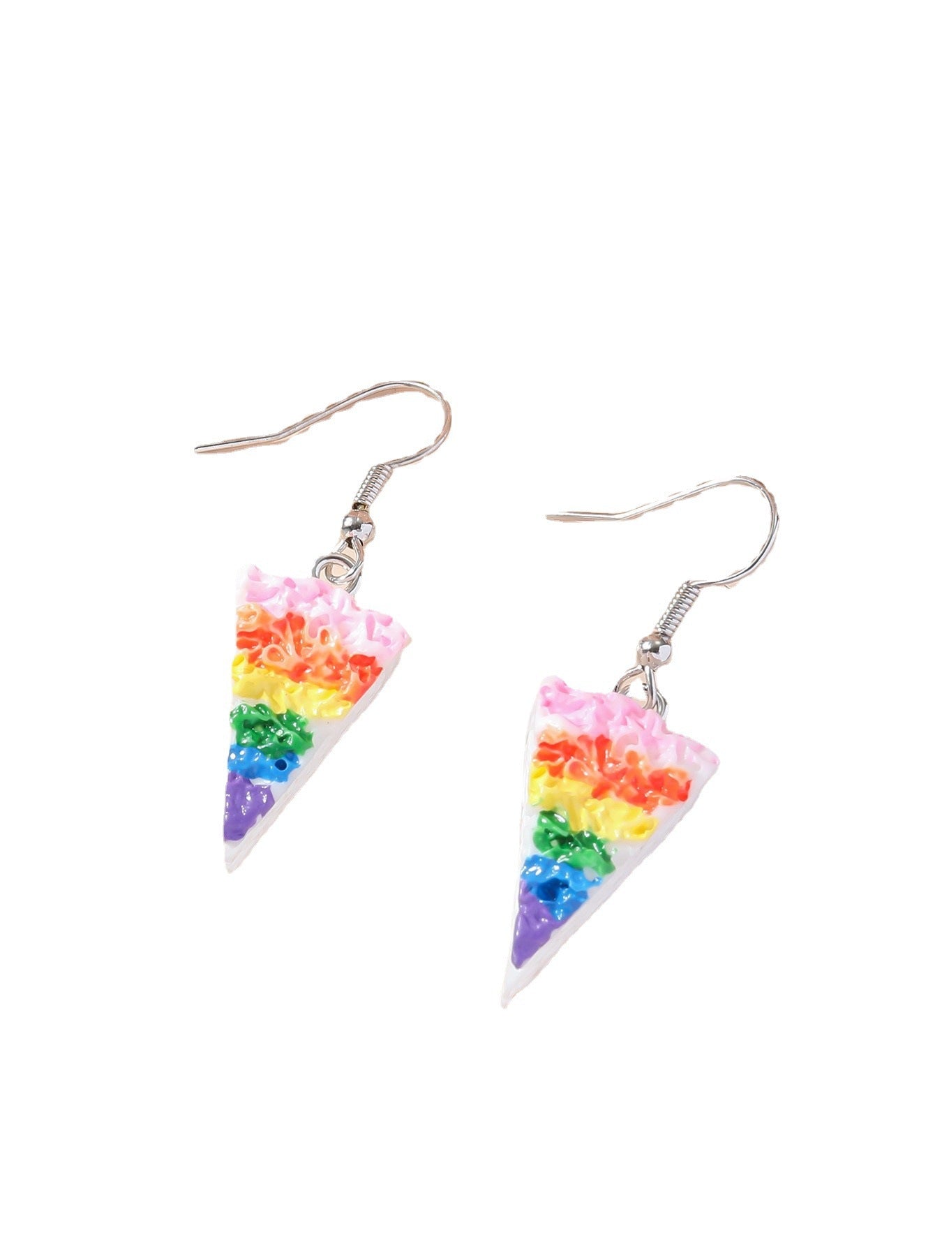Wholesale rainbow cake inverted triangle acrylic pendant earrings