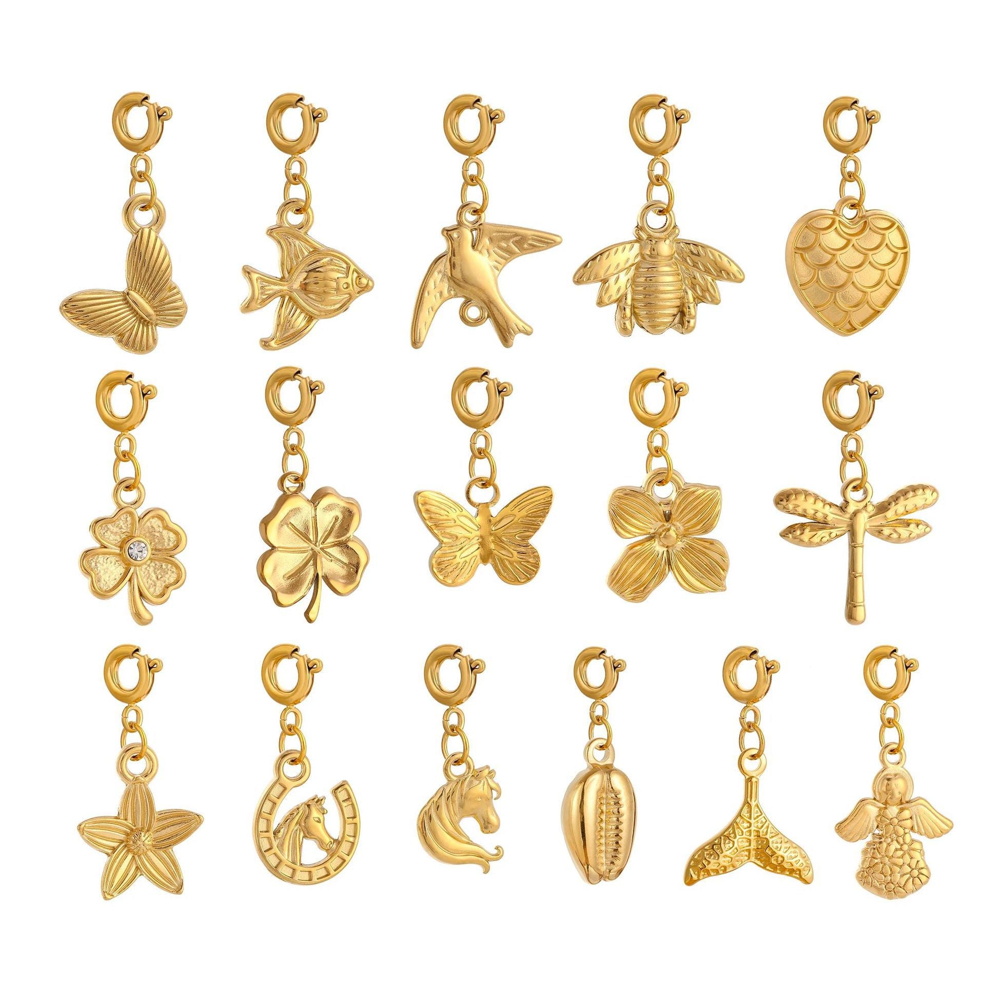 Wholesale Stainless steel marine insect and flower pendant