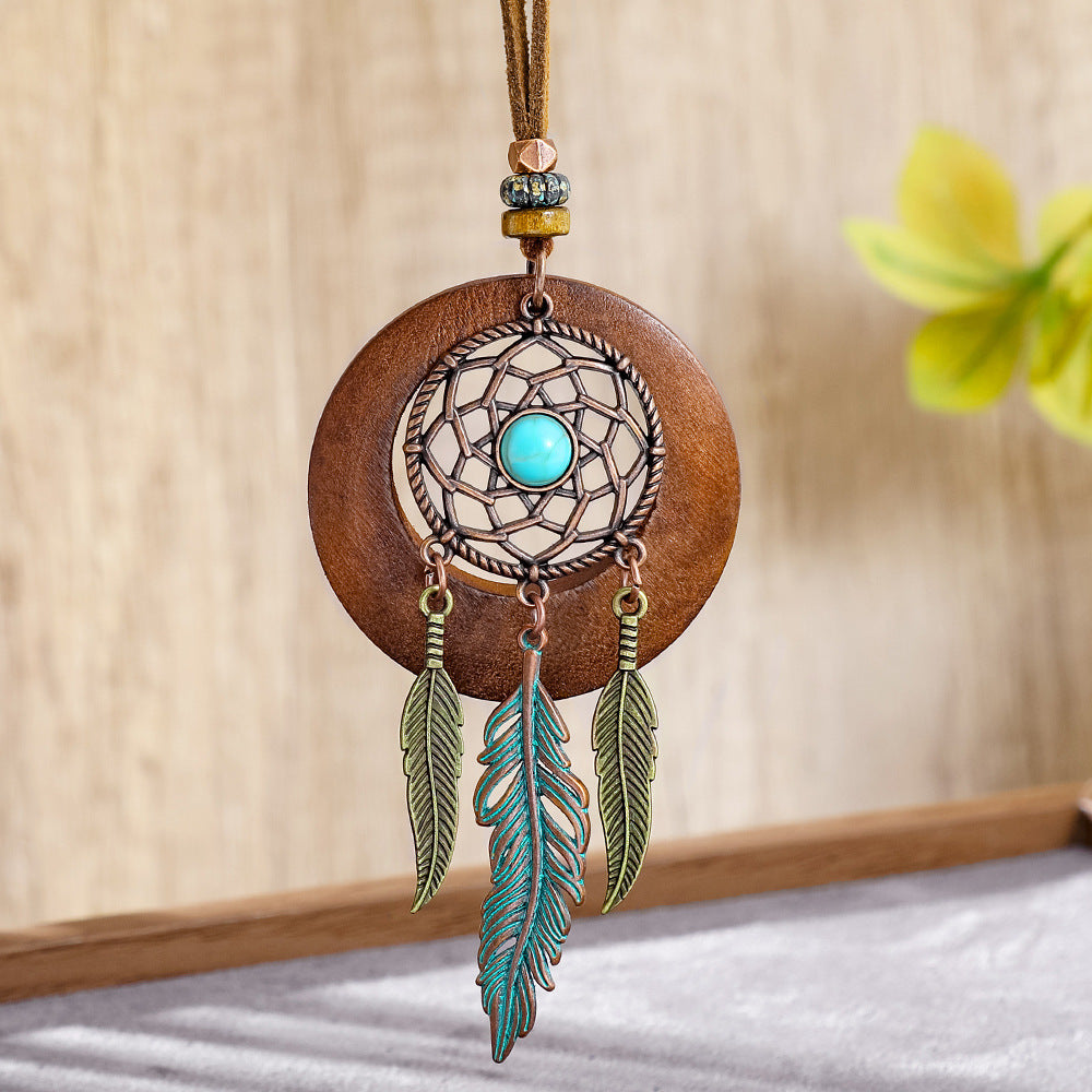 Wholesale Dream Catcher  Web Earrings and Necklace Set,  Alloy with Feather Tassel,  Ethnic Style Jewelry for Gift,  Party,  or Resale