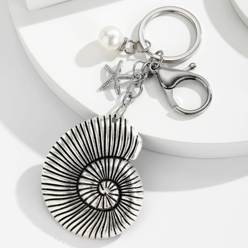 Wholesale Personalized Party Exaggerated Starfish and Conch Keychain Pendant Beach Ocean Vacation Style Bag Pendant