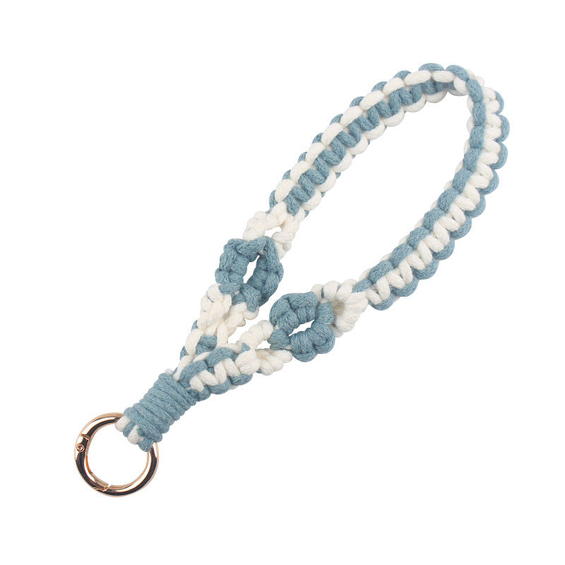 Wholesale  pure hand-woven flower leaf pattern lanyard  keychain