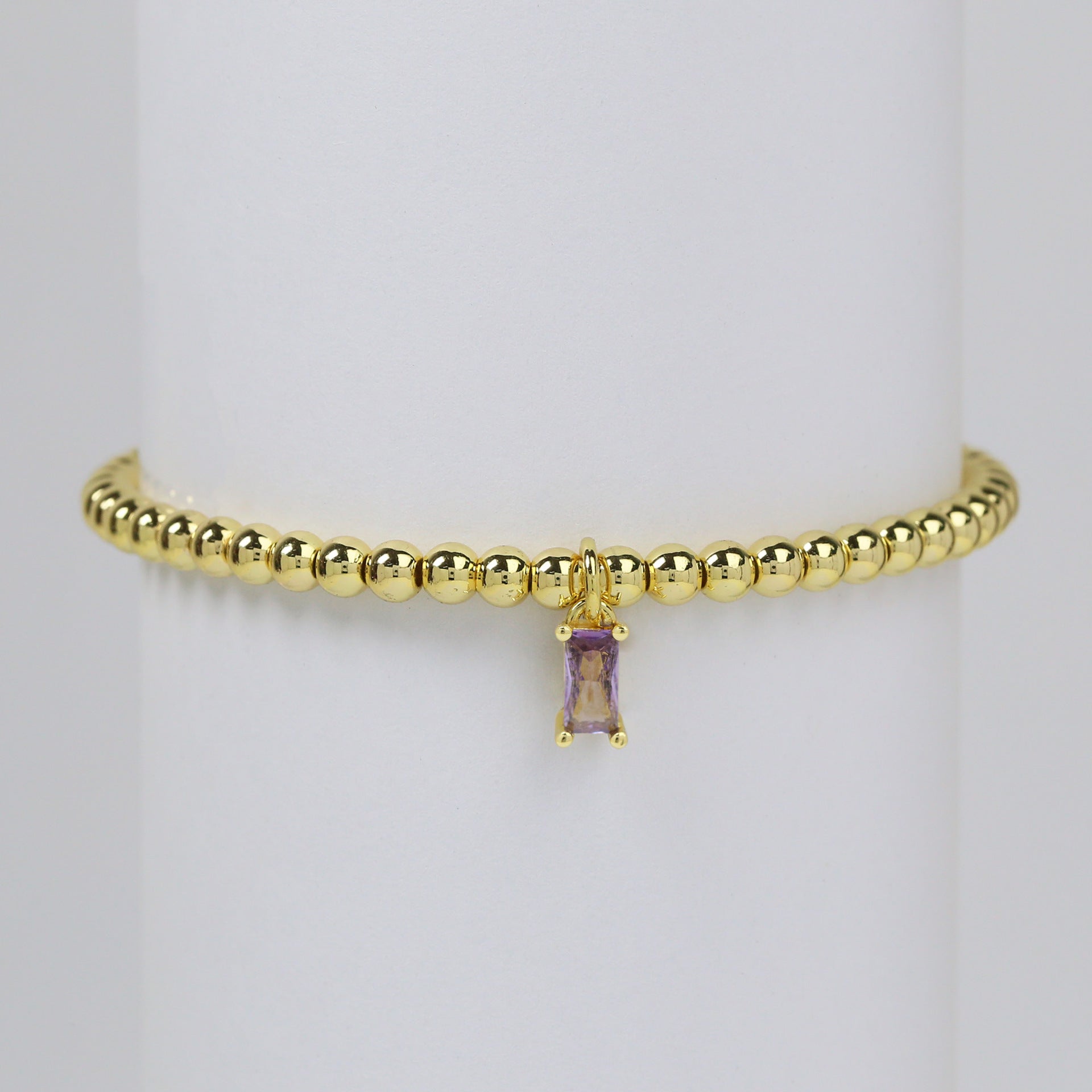 Wholesale 18k Golden Twelve birthstone December Stone Color Sugar Zircon Pendant Copper Beads  Bracelet