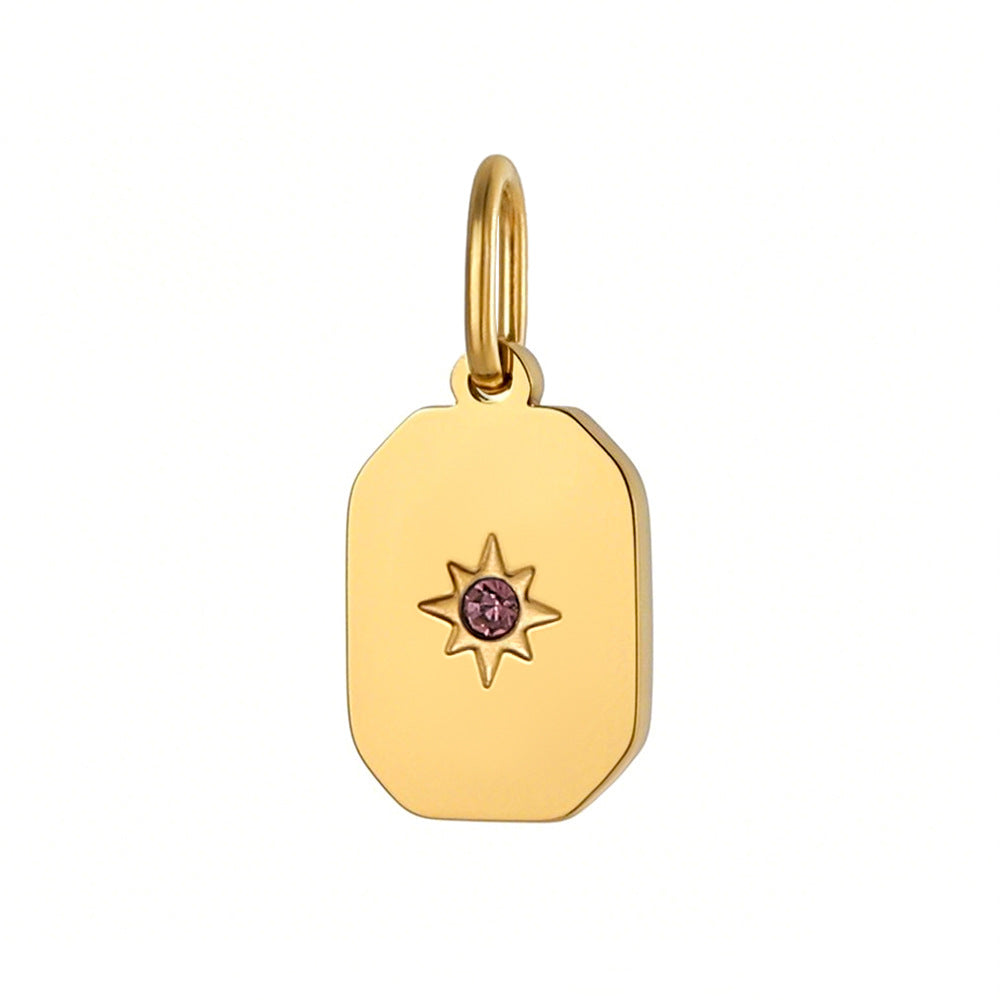 Wholesale Stainless Steel Tag December Zircon Diy Pendant