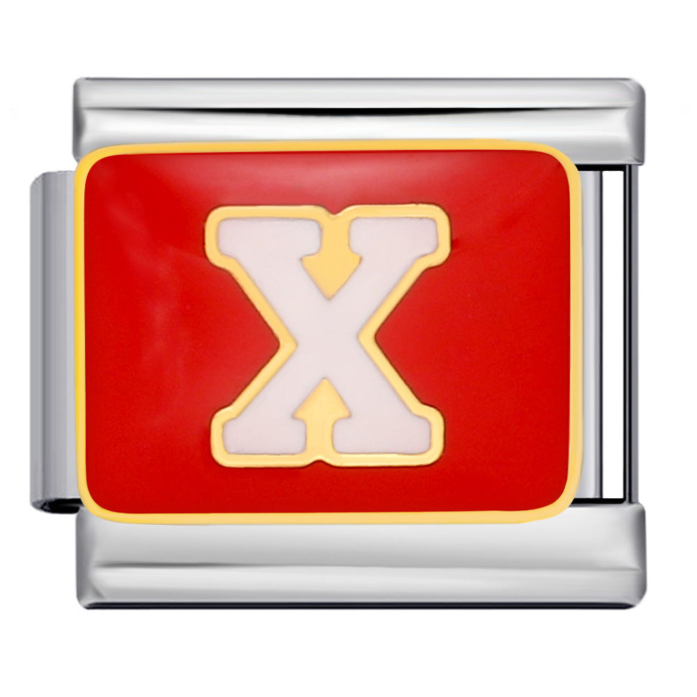 Wholesale Italian Charm Bracelet 9mm DIY Splicing Colored Letters Series Stainless Steel Composable Bracelet