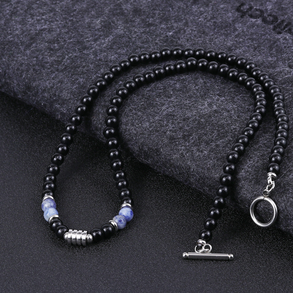 Wholesale titanium steel men' s tiger eye stone necklace