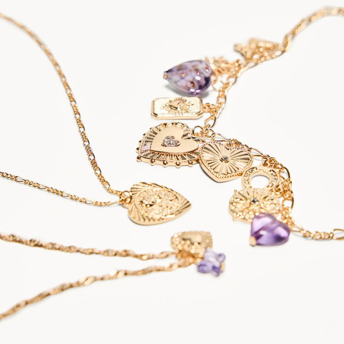 Wholesale Punk Layering Heart Pendant Necklace Vintage Clavicle Chain Fashion Accessory
