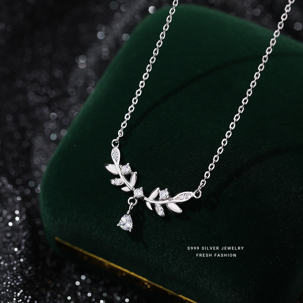 Wholesale S999 Foot Silver Light Luxury Laurel Goddess Necklace