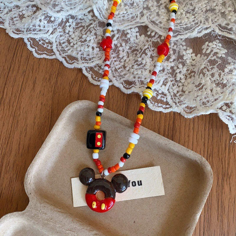 Wholesale Cartoon Elephant and Cat Beaded Necklace