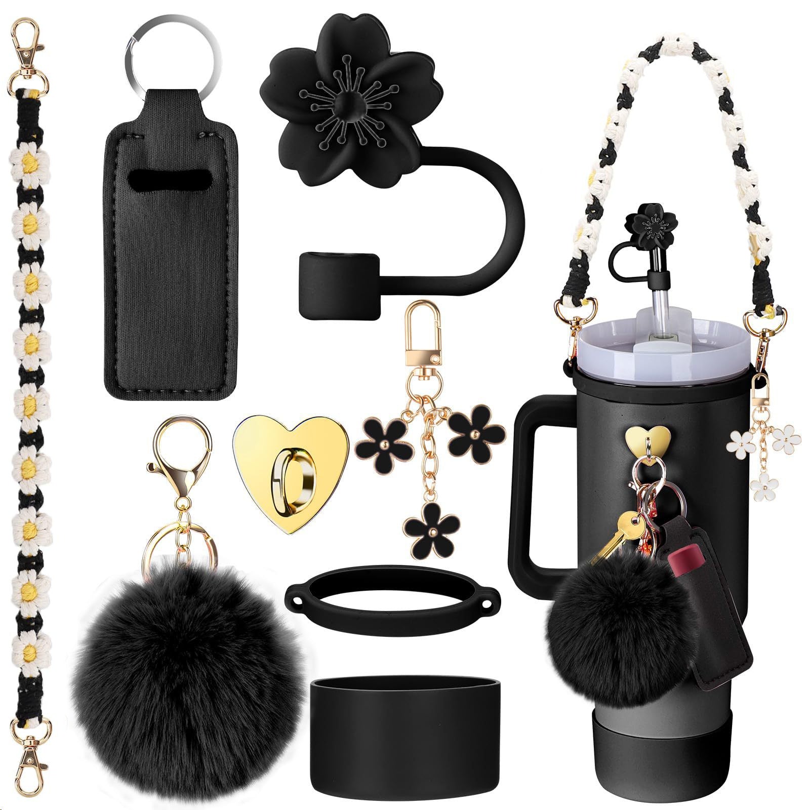 Wholesale 8-piece Cup Set Keychain Lipstick Set Straw Cap Portable Cup Chain Set ACC-CA-FenRui001