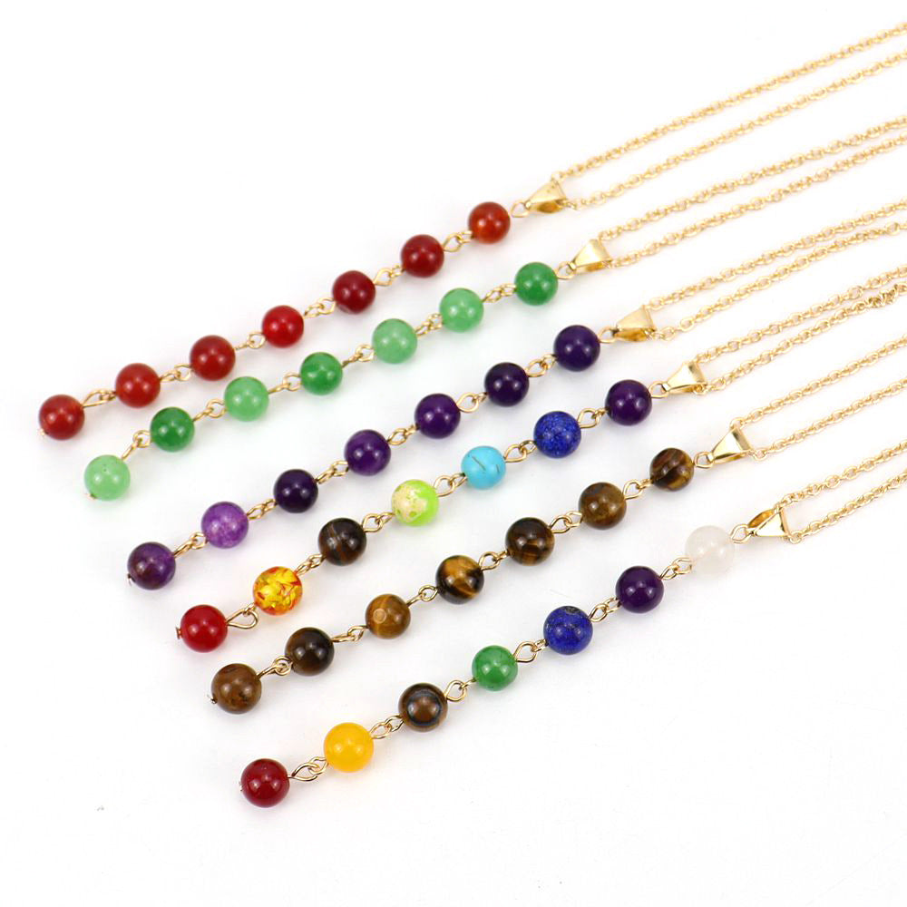 Wholesale  handmade natural stone multicolor agate colorful beads necklace