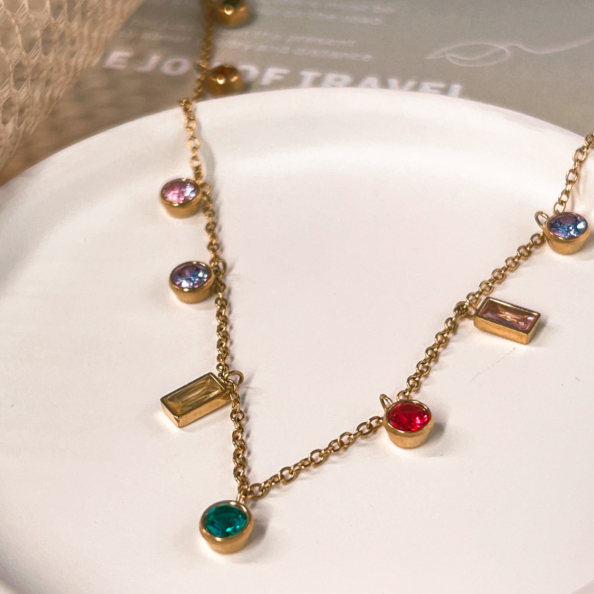 Wholesale Stainless Steel Necklace Electroplated 18K Gold Drop Necklaces ACC-NE-YuHui004