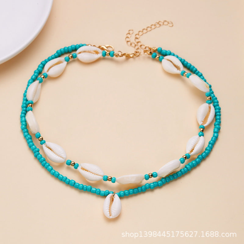 Wholesale Bohemian style stacked beach necklace