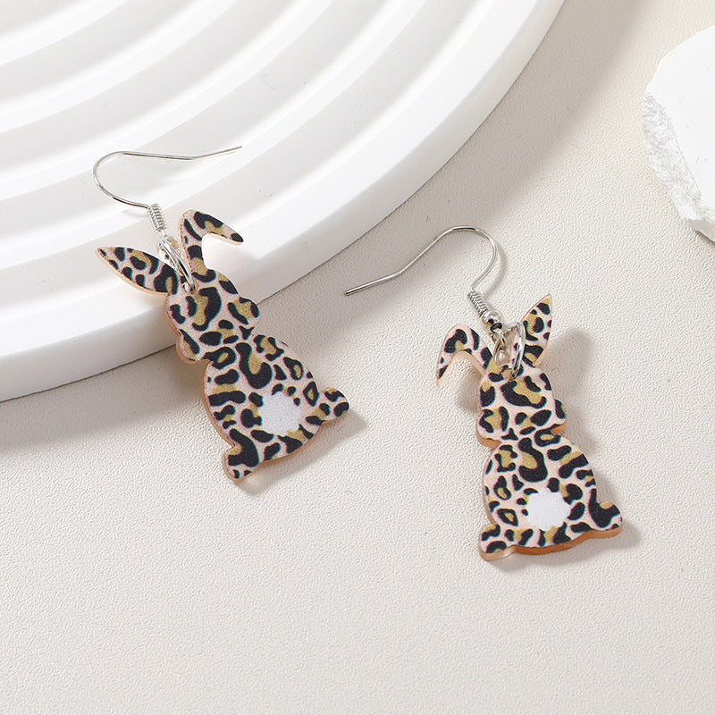Wholesale Easter Leopard Rabbit Egg Acrylic Earrings