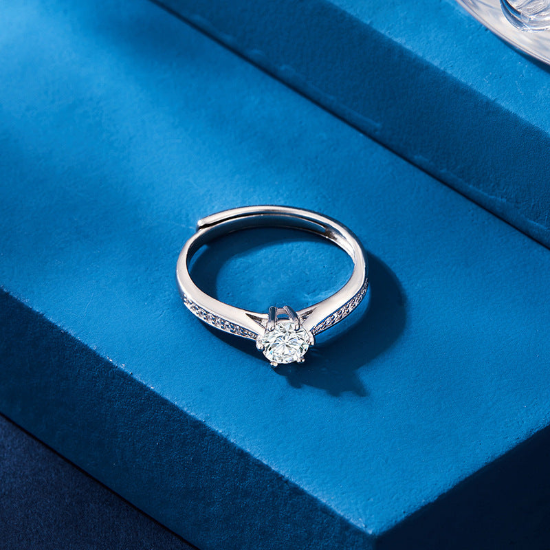 Wholesale  moissanite Diamond Ring 1 karat ring 925 sterling silver couple classic six-claw ring