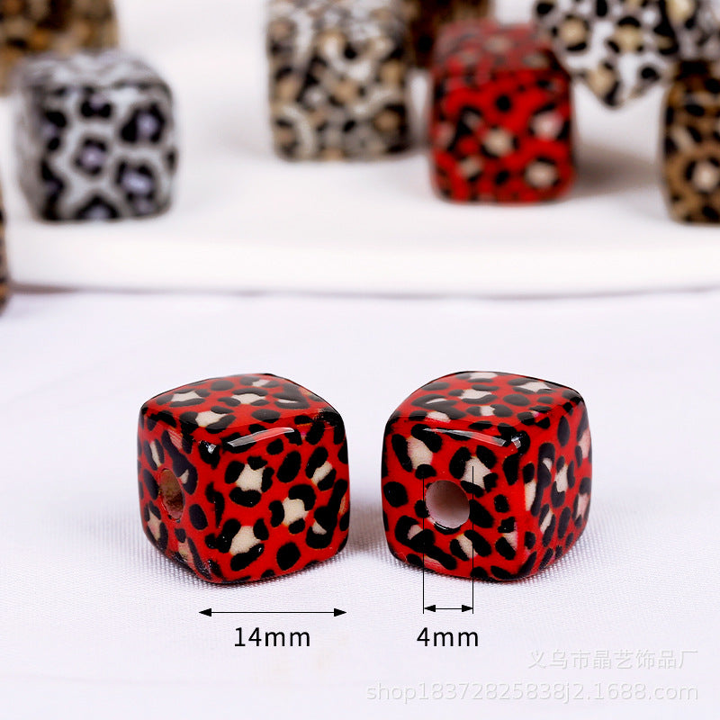 Wholesale random  10pcs Versatile Leopard Print  Focal Beads DIY Bead Accessories