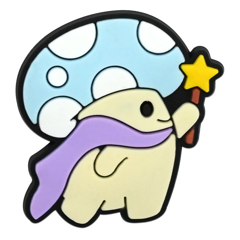 Wholesale   Random 100pcs Creative Cute cartoon mushroom series  PVC Soft Rubber Shoe Buckle Decoration