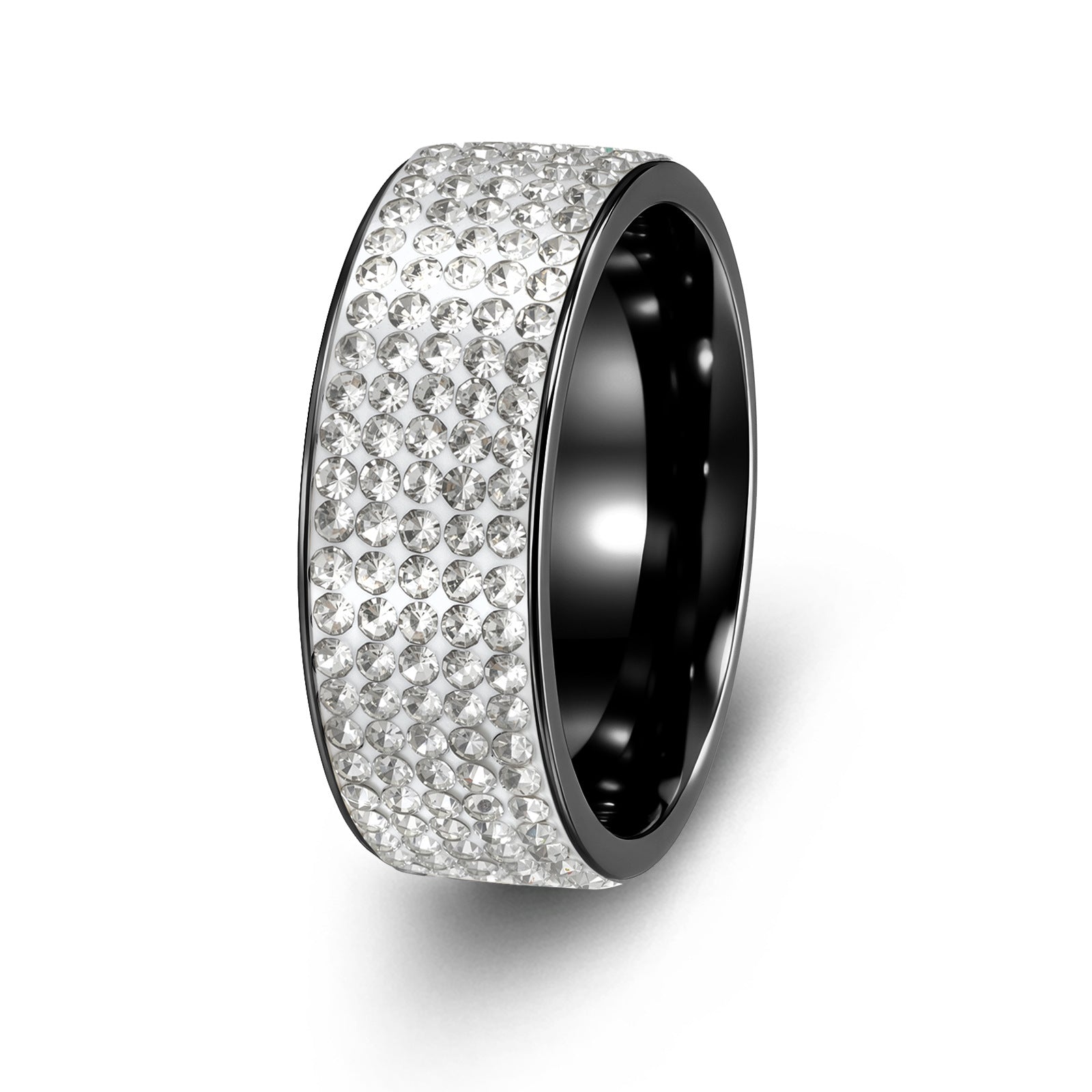 Wholesale European Style Stainless Steel Electroplated Five-Row Ring for Women - Fashion Jewelry Accessory