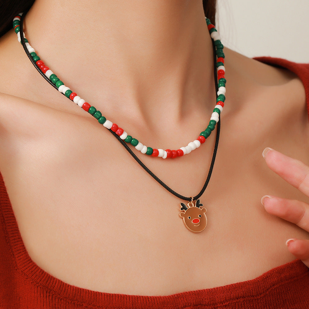 Wholesale Christmas Acrylic Rice Bead Necklaces ACC-NE-Zhey003