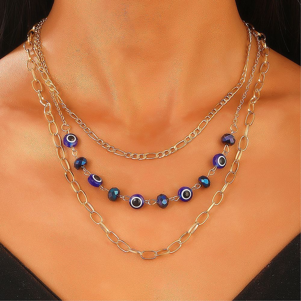 Wholesale Devil's Eye Necklace Creative Blue Eyes Diamond-encrusted Necklace