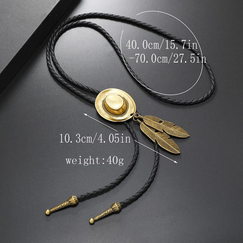 Wholesale  Western cowboy hat feather alloy necklace