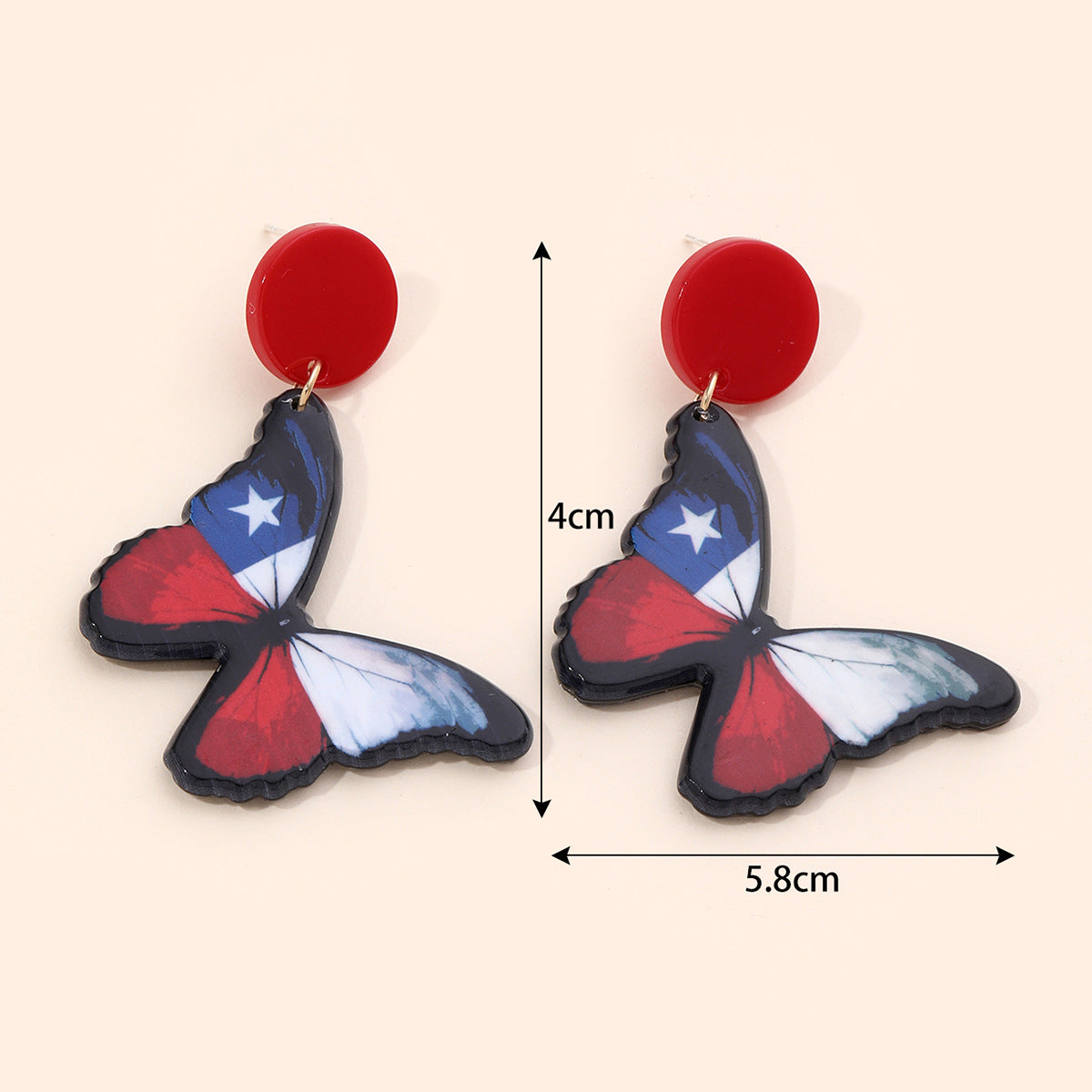 Wholesale US National Day Independence Day US Flag Butterfly Printing Acrylic Festival Earrings