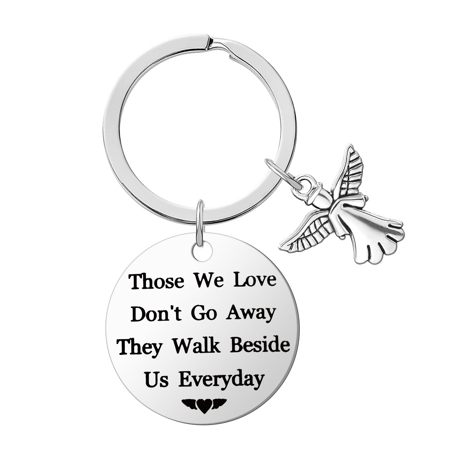 Wholesale Angel Stainless Steel Round Plate Engraving Keychain