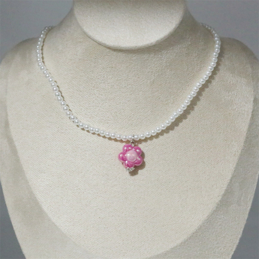 Wholesale  Flower Pearl Necklace  Clavicle Chain