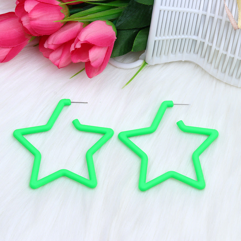 Wholesale  Geometric Five-pointed Star Spray Paint Earrings