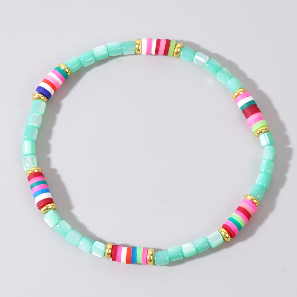 Bracelet de perle cylindrique perle coloré de glace colorée