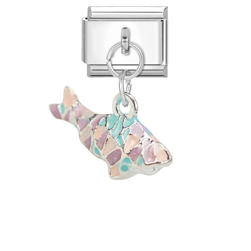 Wholesale 9mm Italian Charm Starter Bracelets DIY flower fish Single Section Creative Stainless Steel Composable Bracelet