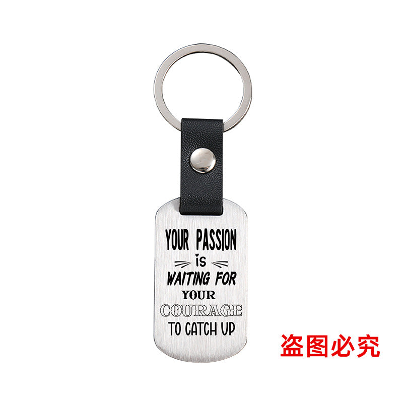 Wholesale Motivational Positive Metal Leather Keychains ACC-KC-GangGu032