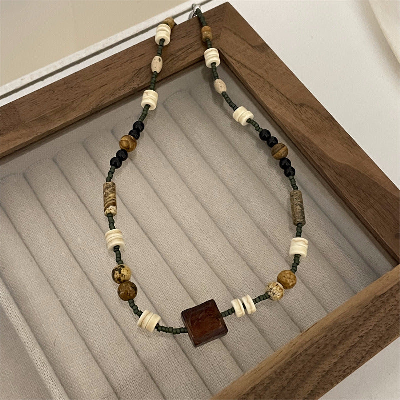 Wholesale Natural Stone Beaded Butterfly Necklace