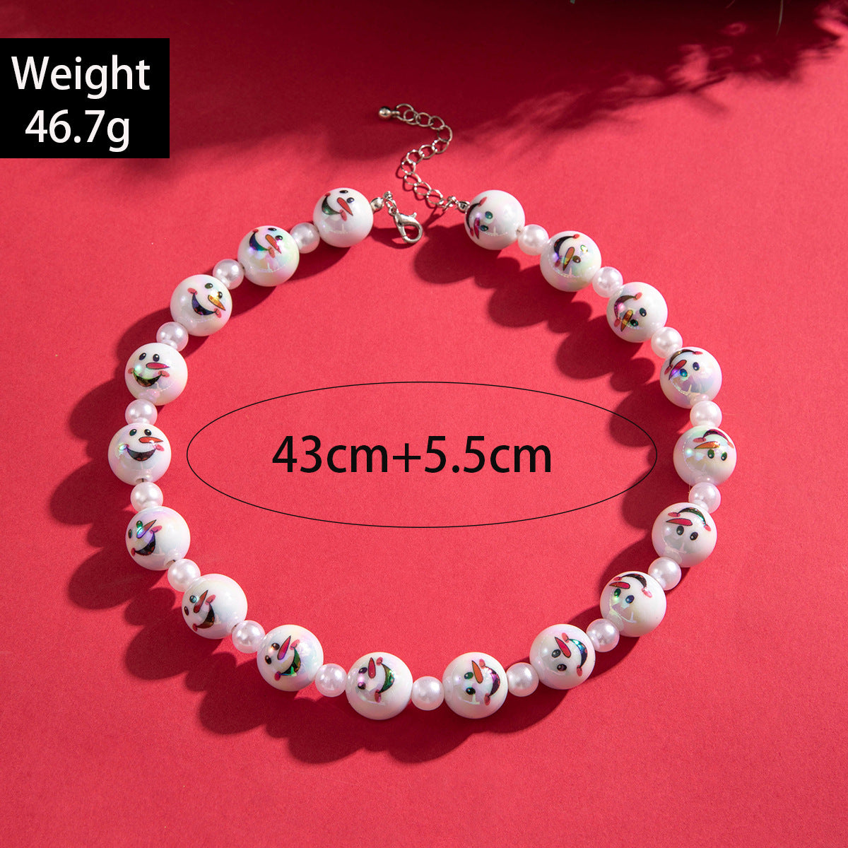 Wholesale  Acrylic Snowman Beaded Pearl Beaded Christmas Necklace