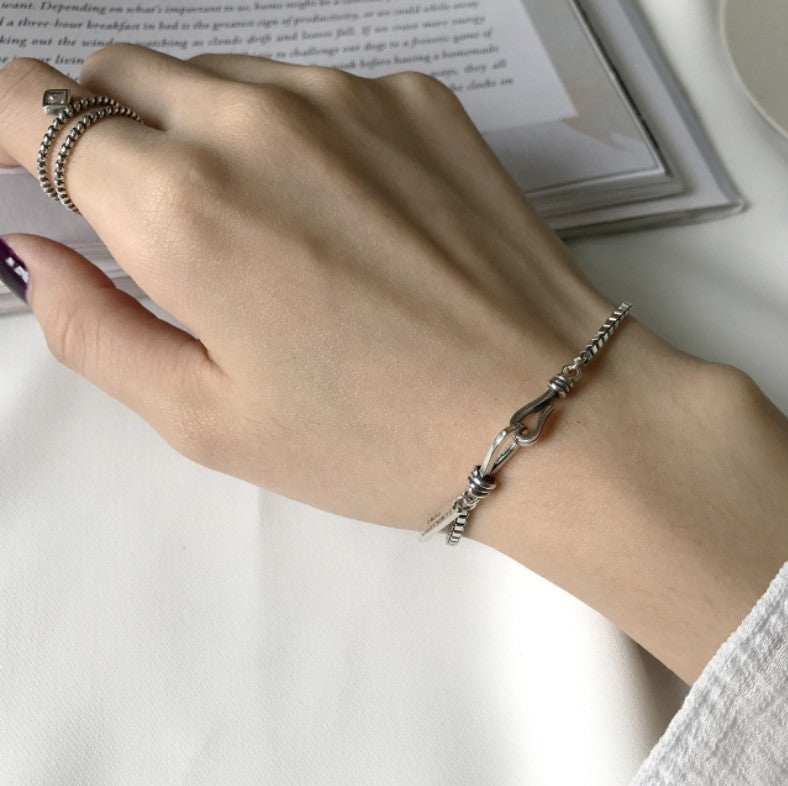 Wholesale Electroplated Zinc Alloy Cuban Bracelet Ancient Silver Geometric Square Pendant Unisex Hip Hop Style Jewelry Accessory For Everyday Gift