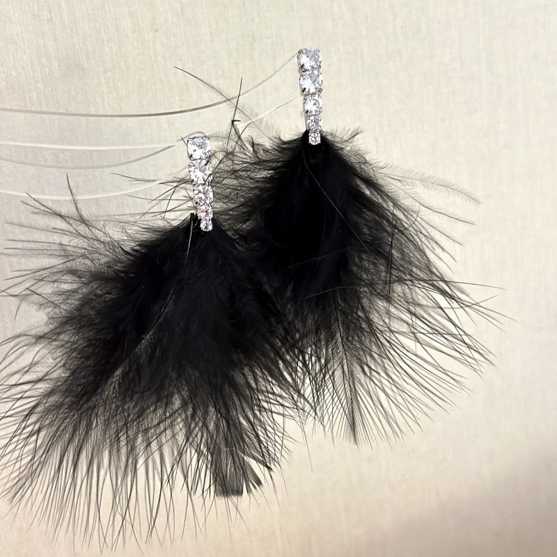 Wholesale Silver Needle  feather earrings